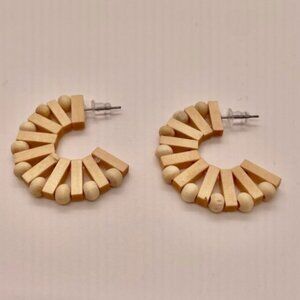 ⭐️✨FREE Wood Like Boho Peasant Hipster Hippie Art Deco Farm Chic Hoop Earrings